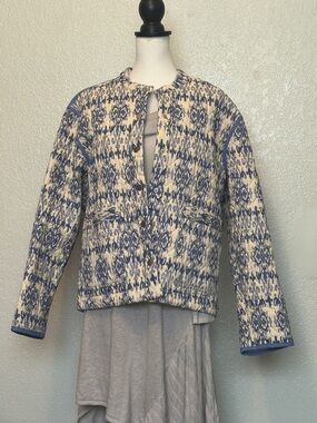 Blank NYC Quilted Jacket in Blue and Cream M